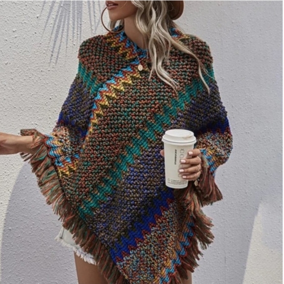 BOHO Poncho Wrap Shawl PERFECT FOR ALL SEASONS - Picture 5 of 5